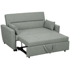 2-Sitzer Sofa mit Bettfunktion, Verstellbarer R¨¹ckenlehne, Polstersofa, Samtoptik, f¨¹r Wohnzimmer, Schlafzimmer, Hellgrau