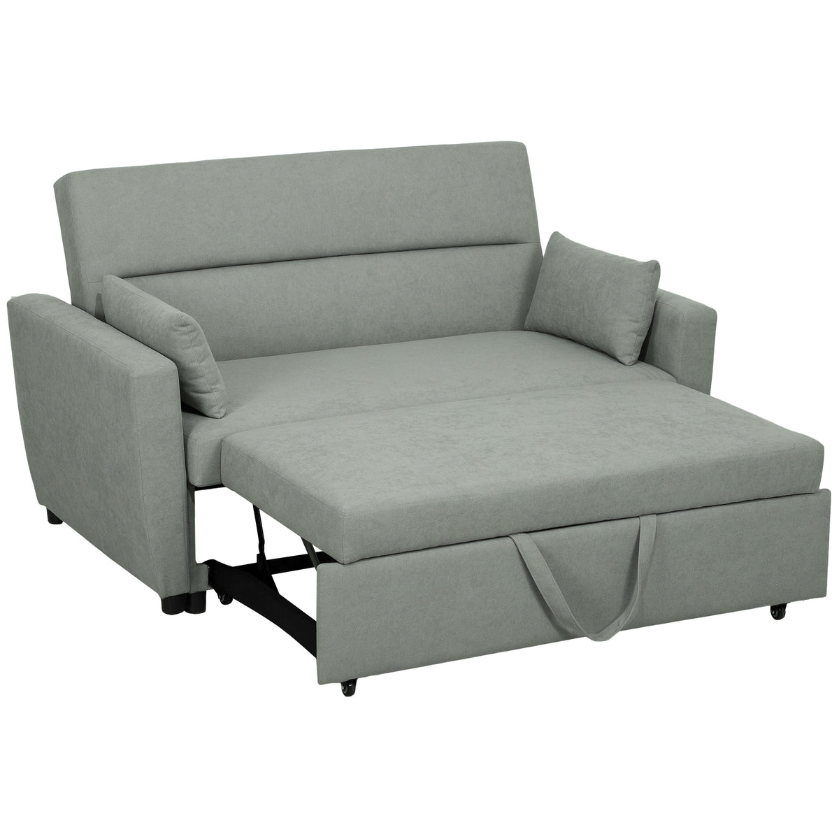 2-Sitzer Sofa mit Bettfunktion, Verstellbarer R¨¹ckenlehne, Polstersofa, Samtoptik, f¨¹r Wohnzimmer, Schlafzimmer, Hellgrau