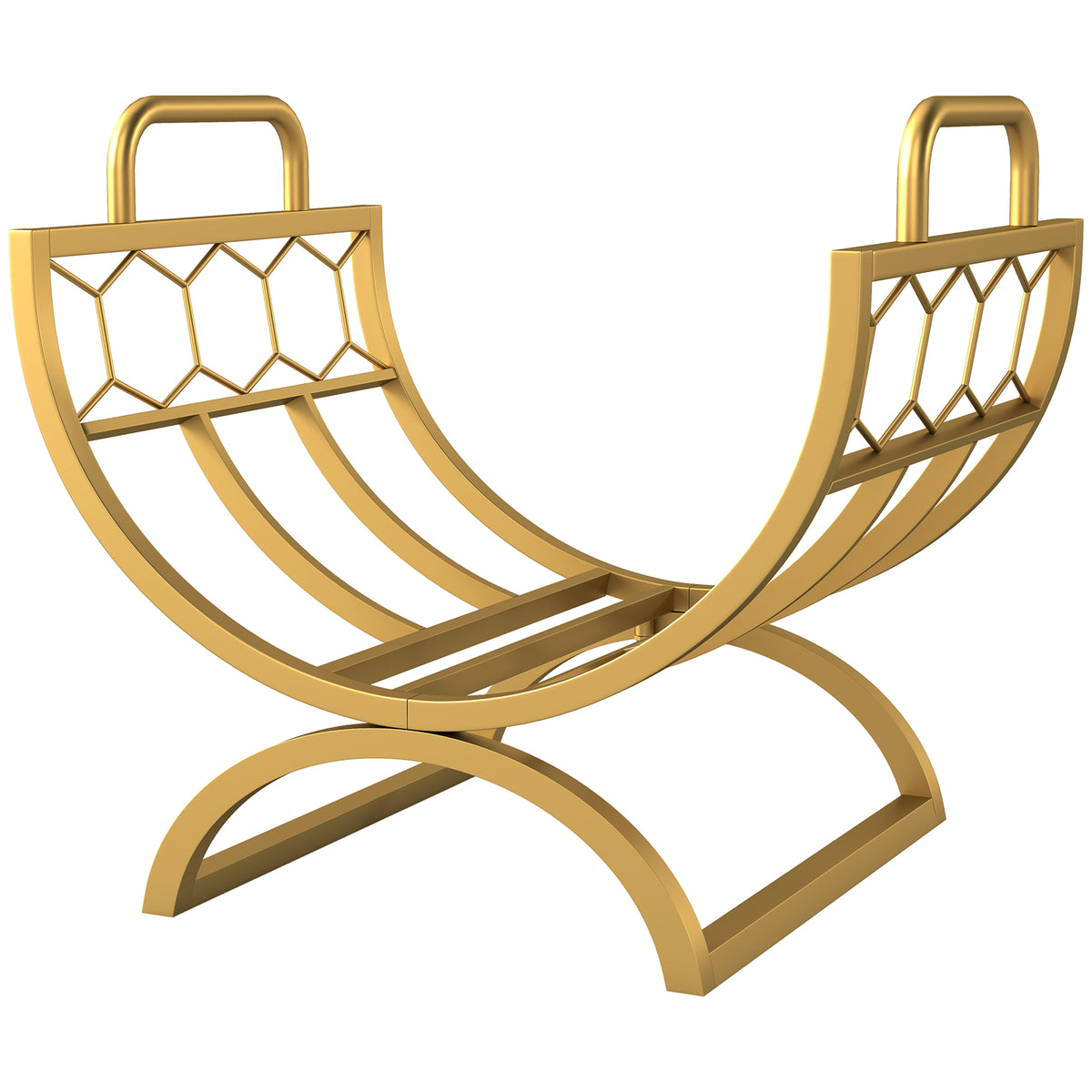 Kaminholzregal für innen 46 x 36 x 41cm Brennholzregal für Kamin Ofen Metall Gold