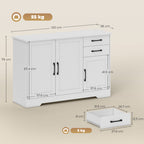 Sideboard Küchenschrank mit Soft-Close-Türen, 2 Schubladen, Weiß