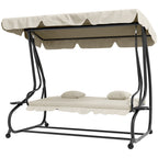 Three-Person garden Swing Chair, with Adjustable Canopy - Cream