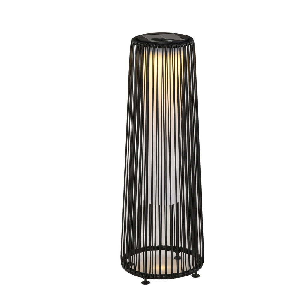 Patio Garden Solar Powered Lights Woven Resin Wicker Lantern Auto On/Off