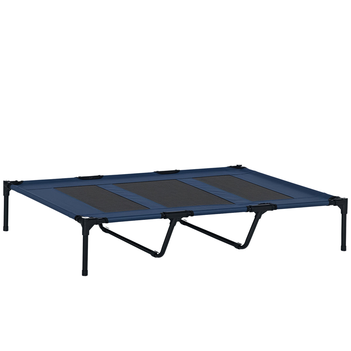 Hundebett, faltbar, Outdoor-Hundebett, erhöhter Stand, 122 cm x 92 cm x 23 cm, Blau + Schwarz