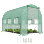 Walk-in Polytunnel Greenhouse Green House with Roll-up Sidewalls, UV-resistant PE Cover, 3 x 2 x 2m, Green