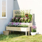 Raised Garden Bed 2-Tier Stepped Design Planter Box with Trellis for Climbing Plants 108x62x120 cm