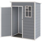 Gerätehaus Kunststoff 1,14m² 151 x 92 x 193cm Geräteschuppen mit Pultdach Boden Fenster Grau