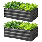 Set of Two 100 x 60cm Steel Planter Boxes - Grey