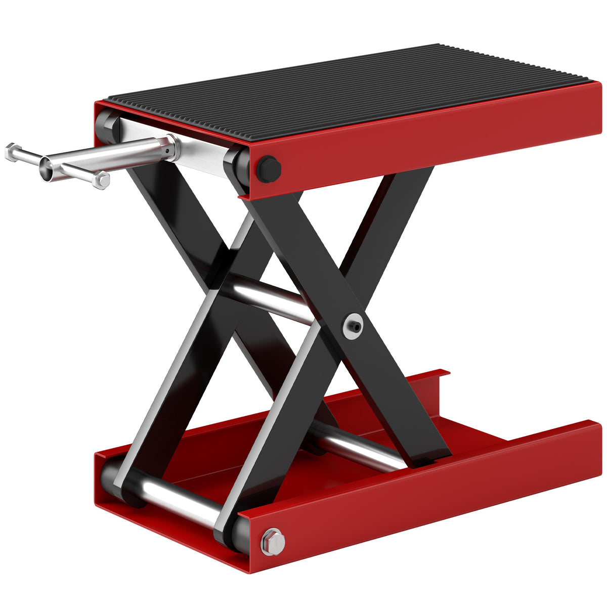 500KG Motorcycle Lift Scissor Jack, Height Adjustable Motorbike Stand with Anti-Slip Wide Deck, Heavy Duty Steel Motorbike Repair Lift Hoist Stand for Home Garage, Red