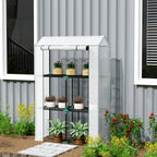 40 x 100cm Three Shelf Steel Frame Greenhouse - White