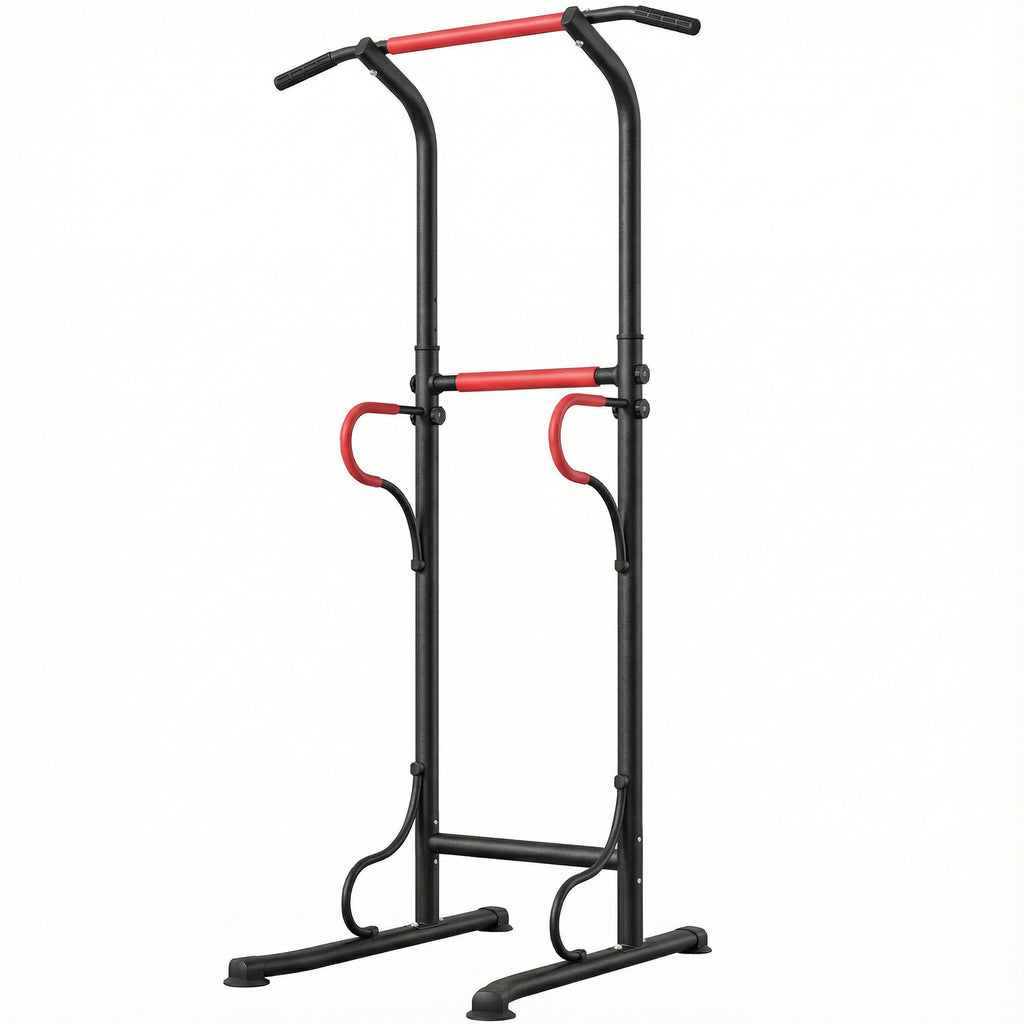 Steel Multi-Use Exercise Power Tower Pull Up Station Adjustable Height W/ Grips