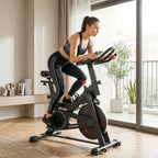 Exercise Bike, Indoor Stationary Bike with Smart APP, 0-100% Magnetic Resistance, Adjustable Seat & Handlebars