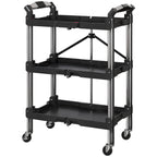 Werkzeug-Trolley, klappbarer 3-stufiger Werkzeugwagen, Kunststoff, Stahl, Schwarz