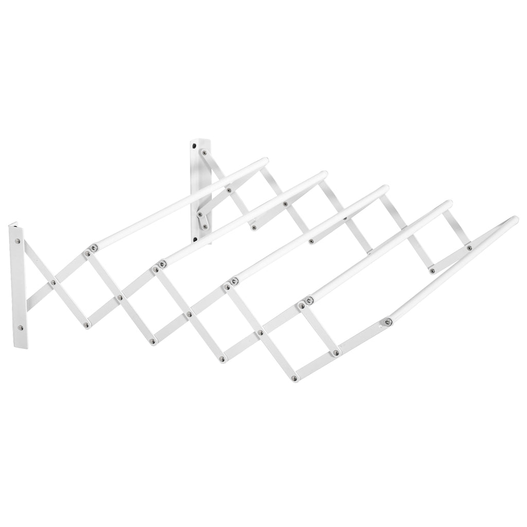 Wäscheständer für Wandmontage ausziehbar klappbar platzsparender Wäschetrockner, Wandwäschetrockner für Innen und Außen, Weiß, 63,5 x 60 x 20 cm
