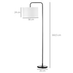 Stehlampe mit Fußschalter, Bodenlampe mit Stoffschirm, Stahl, Weiß