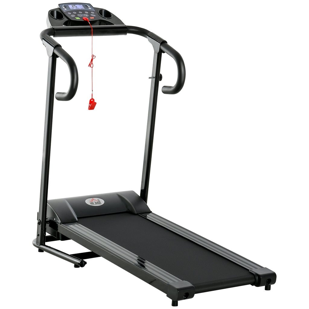 Elektrisches Laufband, faltbar, mit LCD-Display, Geschwindigkeit 0,8-10km/h und 3 Programme, Leistung 500 W, 123 x 62 x 117 cm, Schwarz