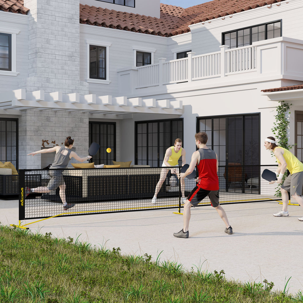 Pickleball-Netz 6,7 m Tragbar mit Tragetasche Metallrahmen Gelb