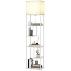 Stehlampe Stehleuchte mit Regalen, einstellbare Helligkeit & Farbtemperatur für Schlafzimmer, Büro, Wohnzimmer, Weiß
