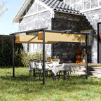 3 x 3 m Garten-Pergola mit verstellbarem Dach, Metallrahmen, UPF30+ Schutz, Sonnendach für Veranda, Terrasse, Beige