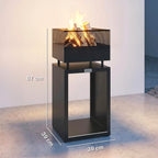 Outdoor Fire Pit with Wood Storage Wood Burning Firepit with Mesh Sides 87 cm Black