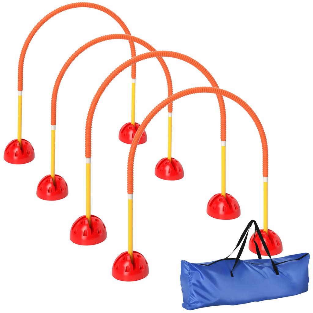 4-Piece Dog Agility Training Equipment with 4 Adjustable Width Doors, Bag, for Garden, Orange