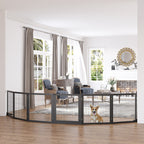 Wooden Pet Gate, Freestanding Dog Security Barrier with Two Support Feet - Black