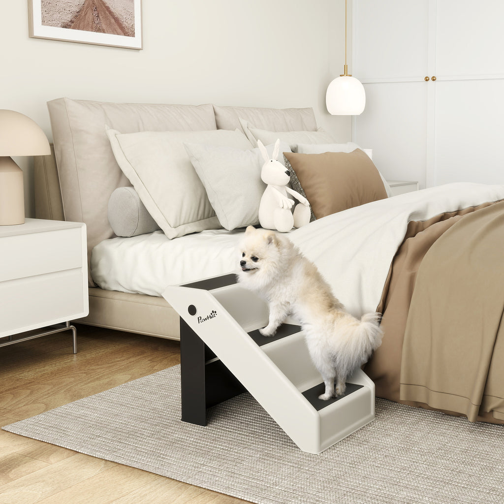 Hundetreppe 3 Stufen 36,5 cm Hoch Haustiertreppe f¨¹r Kleine Hunde klappbar f¨¹r Bett, Sofa, Couch Auto Cremewei?