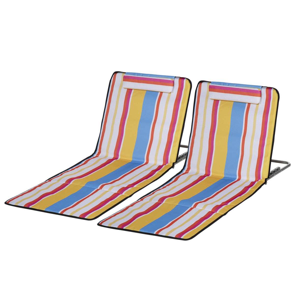 2er-Set Strandmatte, verstellbar, faltbar, 124L x 53B x 37-50H cm, Mehrfarbig