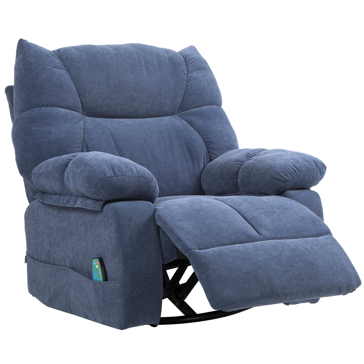 Massagesessel mit W?rme- & Liegefunktion, drehbar, bis 150 kg, Metallgestell, 98x90x98cm, Blau