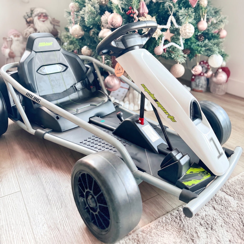 24 V Elektro Go-Kart für Kinder Bis 13 Km/h Gokart mit Drift-Funktion, Drift-Kart mit 2 Motoren für 8–12 Jahre Weiß