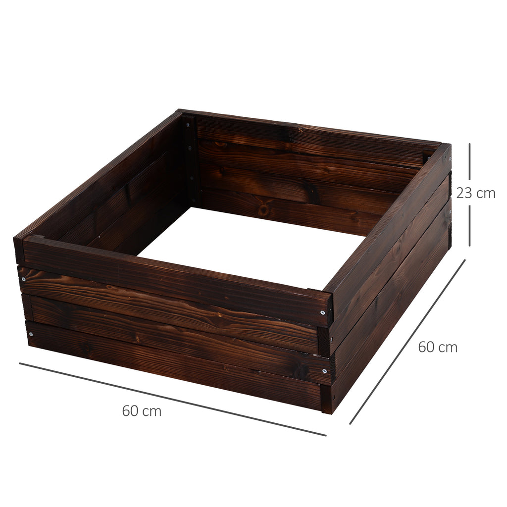  Hochbeet, Pflanzkasten, Gem¨¹sebeet, Kr?uterbeet, Massivholz, Dunkelbraun, 60 x 60 x 23 cm