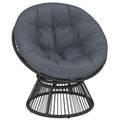Papasansessel 360° drehbar Korbsessel mit Kissen Stahlrahmen runder Rattansessel Loungesessel Grau
