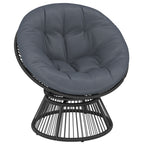 Papasansessel 360° drehbar Korbsessel mit Kissen Stahlrahmen runder Rattansessel Loungesessel Grau