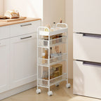 K¨¹chenwagen aus Metall, 3 K?rbe, schmales Design, 4 R?der, f¨¹r K¨¹che, Wohnzimmer, Badezimmer, Wei?
