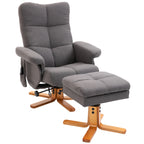 Relaxsessel mit Hocker, 360°drehbarer Fernsehsessel mit Massage, Liegefunktion, Massagesessel mit Seitentasche, TV-Sessel, Polyester für Wohnzimmer Dunkelgrau