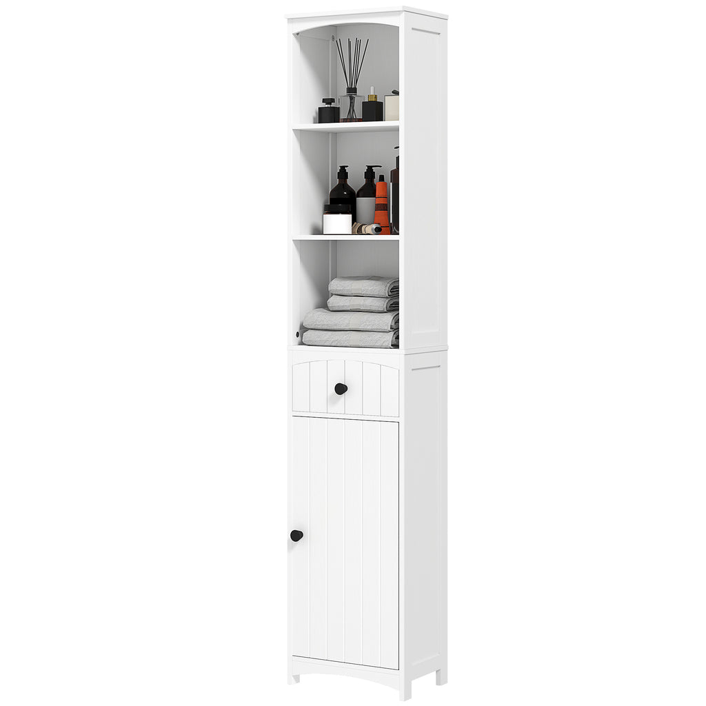 Badezimmerschrank mit 3 Regalen, 1 Schublade, robust, MDF, Wei?