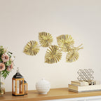 Wanddekor-Set aus Metall, lackierte Oberfl?che, Blatt-Form, Goldfarben