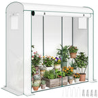 Mini Greenhouse, Garden Tomato Growhouse with Roll-Up Door and 2 Mesh Windows, PE Cover, 200 x 75 x 188 cm, White