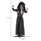 Horrorpuppe, Helloweendeko, gruselige Stimme & Musik, rote Augen, beweglich, 160 cm
