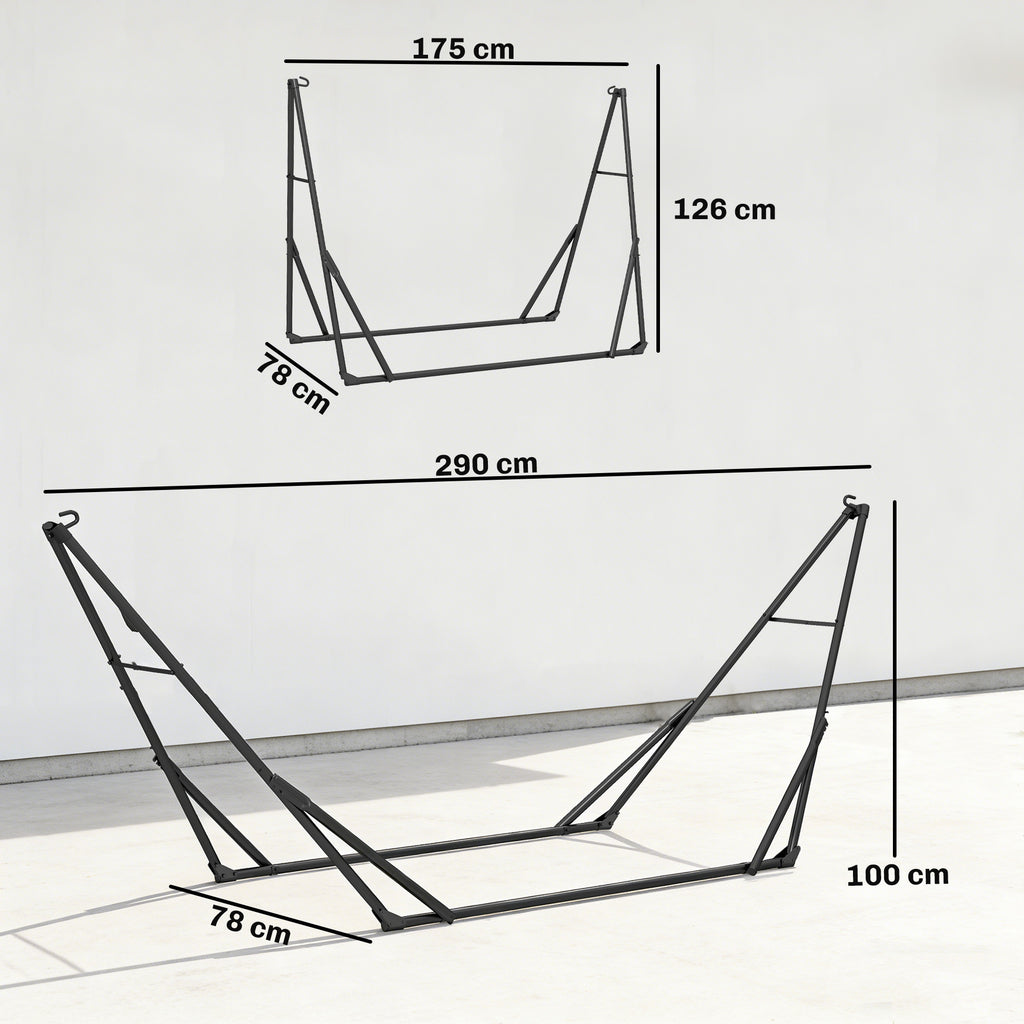 Hängemattengestell für Hängematte verstellbar klappbar tragbar Hängemattenständer mit Tragetasche 290x78x100 cm Schwarz