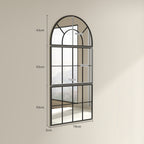 Wandspiegel, Fensterspiegel, dreiteilig, Metallrahmen, 76 x 53 cm, Schwarz
