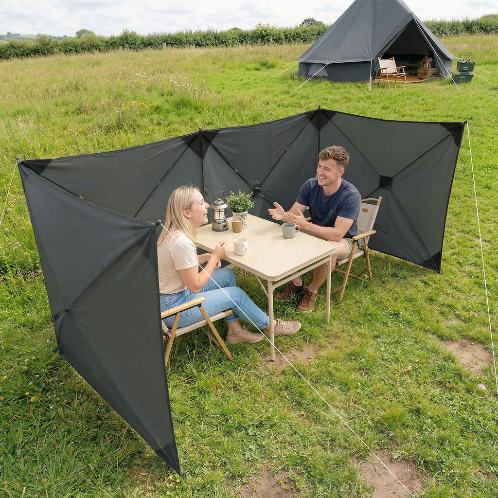 Camping Windbreak Pop Up Windbreaker Blocker with Ropes Pegs for Beach Caravan Outdoor 480 x 120 cm