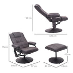Massagesessel Relaxsessel, inkl. Fu?hocker, 10 Vibrationspunkte, 1 Fernbedienung; 77 cm x 84 cm x 95 cm, Braun