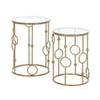 Nesting Round Coffee Table Set of 2 - Gold Tone