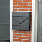 Briefkasten mit Deckel, 2 untere Abflussl?cher, Stahl, mit Schloss, Grau