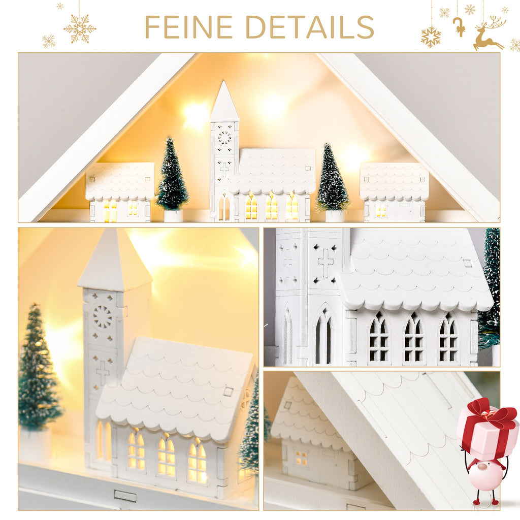 Adventskalender Weichnachtsdekoration Weihnachtsdeko, 24 Schubladen, LED-Lichter, 39 cm x 9 cm x 42 cm, Weiß + Grün