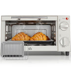 Minibackofen, 9 L Mini-Ofen mit Backblech, Grillrost, mit einstellbarer Temperatur und Garzeit, Edelstahl, Cremewei?