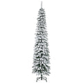 Künstlicher Weihnachtsbaum, schneebedeckt, schmales Design, feuerfest, 210 cm, Grün/Weiß
