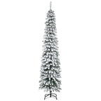 Künstlicher Weihnachtsbaum, schneebedeckt, schmales Design, feuerfest, 210 cm, Grün/Weiß