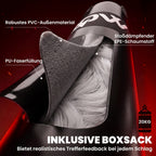 Boxsackständer Freistehender Boxsackhalter mit Boxsack Bungee-Seil 360° Kette U-basis Hantelscheibenhalterung Stahl