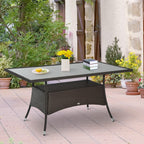 Gartentisch Glastisch Esstisch Gartenmöbel Tisch, Polyrattan+Sicherheitsglas, Braun+Schwarz, 150x85x74cm